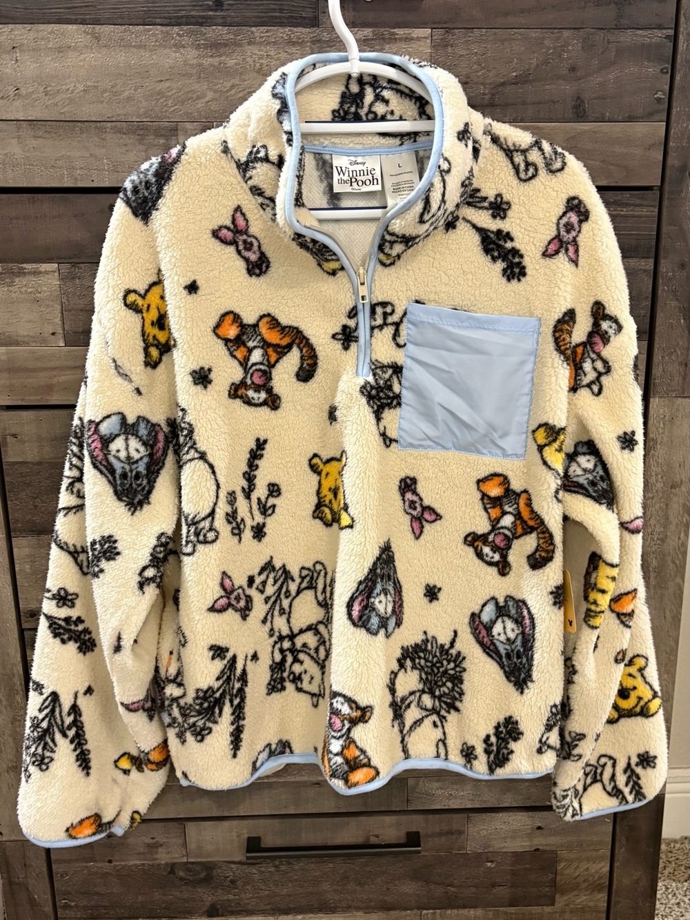 Disney Winnie the Pooh Quarter Zip Fleece Sweatshirt Large